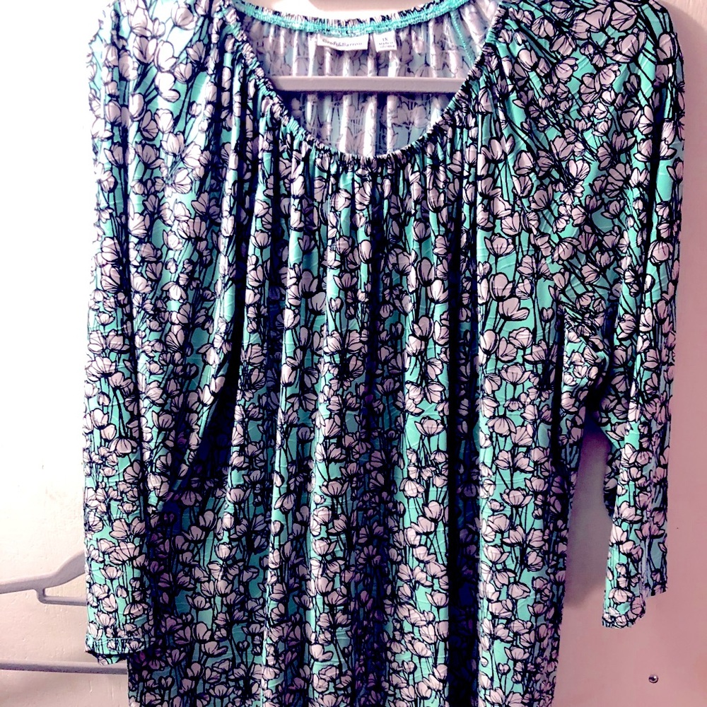 Mint and white floral shirt